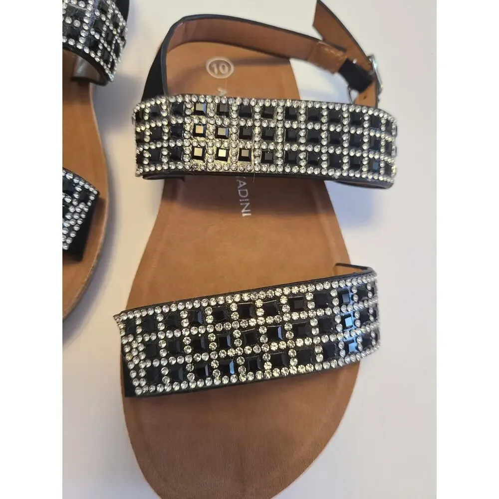 Adrienne Vittadini Kids Girls Sandals Size 10 Lot of 2 (Gold & Black Rhinestone)